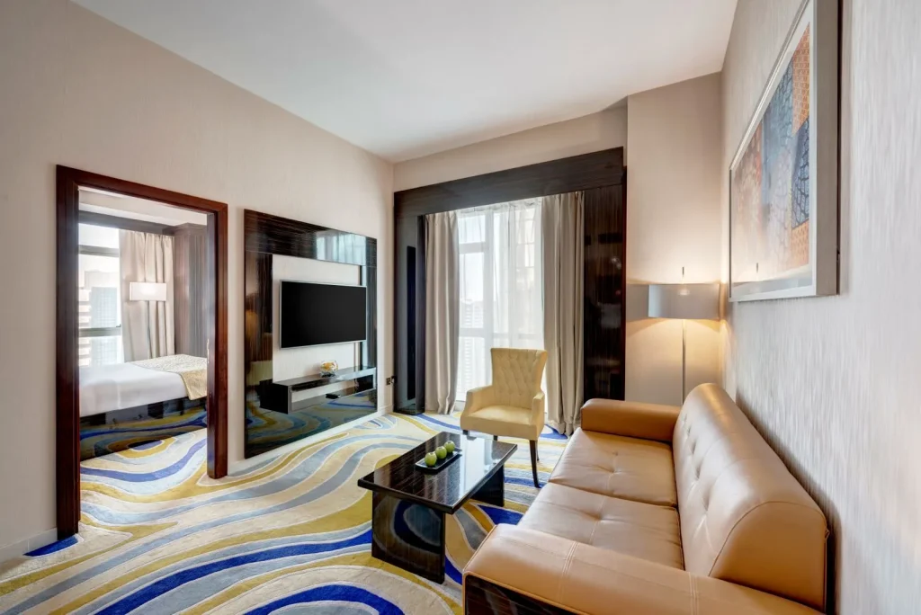 Living room of the One Bedroom Standard Suite with separate bedroom, Gevora Hotel